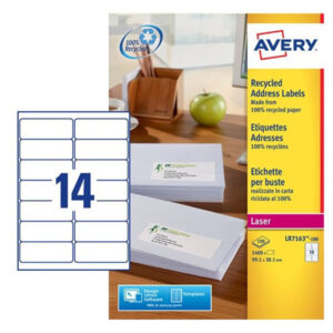 ETICHETTE PER BUSTE E PACCHI IN CARTA RICICLATA - BIANCA - 99,1X38,1MM - 100 FOGLI - AVERY 53134