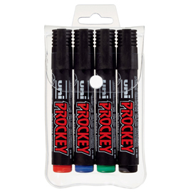 MARCATORI UNI PROCKEY M126  - PUNTA A SCALPELLO 1,00 - 5,70 MM - COLORI ASSORTITI - UNI MITSUBISHI - ASTUCCIO 4 PEZZI 83108