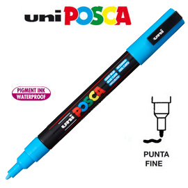 PENNARELLO UNI POSCA 0,9mm - 1,3mm PUNTA FINE AZZURRO 36789
