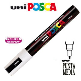 PENNARELLO UNI POSCA NR 1  1,8mm - 2,5mm PUNTA MEDIA BIANCO 36651
