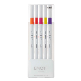 FINELINER EMOTT - TRATTO 0.4 MM - COLORI ASSORTITI PASSION - UNI MITSUBISHI - CONF. 5 PEZZI 94316