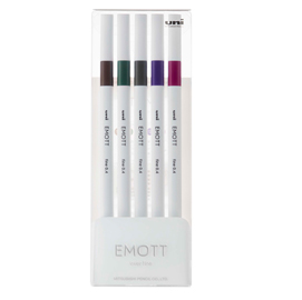 FINELINER EMOTT -  TRATTO 0.4 MM - COLORI ASSORTITI VINTAGE - UNI MITSUBISHI - CONF. 5 PEZZI 94317