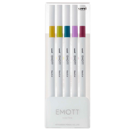 FINELINER EMOTT - TRATTO 0.4 MM - COLORI ASSORTITI RETRO' - UNI MITSUBISHI - CONF. 5 PEZZI 94322