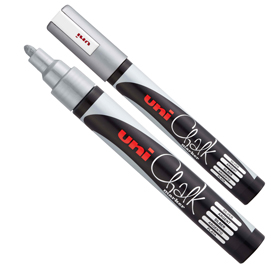 MARCATORE A GESSO LIQUIDO UNI CHALK MARKER - PUNTA TONDA DA 1,80-2,50MM - ARGENTO - UNI MITSUBISHI 83096