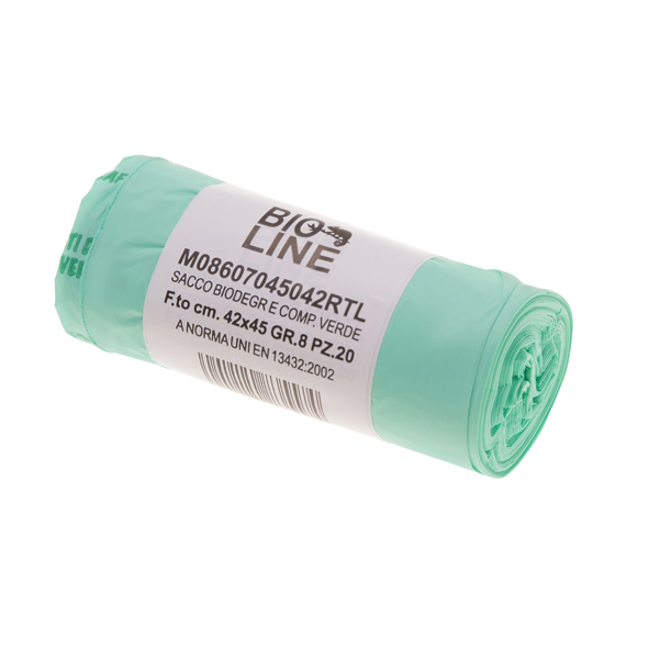 SACCHI BIO - 42X45 CM - 10 L - 16 MICRON - VERDE - CONF. 20 PEZZI 91324