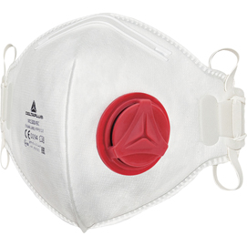 MASCHERINA FILTRANTE FFP3 - CON VALVOLA - PIEGHEVOLE VERTICALMENTE - MONOUSO - DELTAPLUS - CONF. 10 PEZZI (IMBUSTATE SINGOLARMENTE) 73603