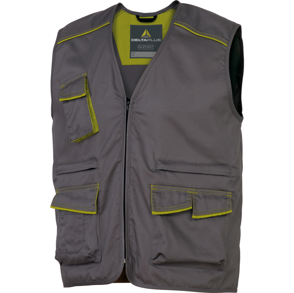 GILET DA LAVORO PANOSTYLER M6GIL - SARGIA/POLIESTERE/COTONE - TAGLIA L - GRIGIO/VERDE - DELTAPLUS 73715
