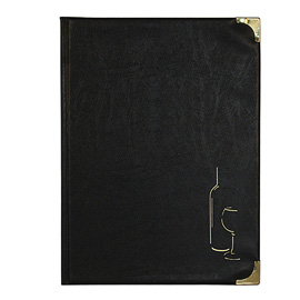 CARTA DEI VINI BASIC - A4 - 24X34 CM - PVC - NERO - 4+2 BUSTE FISSE INCLUSE - SECURIT 71621