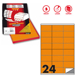 ETICHETTA A4 100 FG 70X36 ARANCIONE  MARKIN 80165