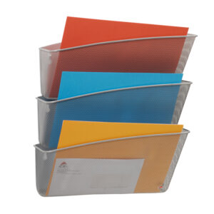 PORTADOCUMENTI DA PARETE MESH - 3 VASCHETTE IN RETE METALLICA - ARGENTO - ALBA 61910