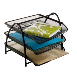 VASCHETTA PORTACORRISPONDENZA MESH - 3 RIPIANI - RETE METALLICA - 34X29X24,5 CM - NERO - ALBA 61919