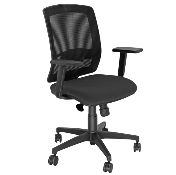 SEDIA SEMIDIREZIONALE MOLLY A - CON RUOTE E BRACCIOLI - SCHIENALE IN RETE NERO-SEDUTA NERO - UNISIT 82805