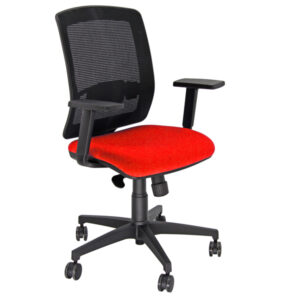 SEDIA SEMIDIREZIONALE MOLLY A - CON RUOTE E BRACCIOLI - SCHIENALE IN RETE NERO-SEDUTA ROSSO - UNISIT 82806