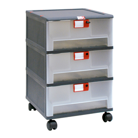 CASSETTIERA CON RUOTE MOPLA 203R - PP - 3 CASSETTI - MOBIL PLASTIC 87036