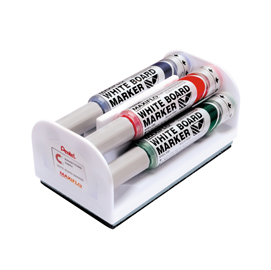 SET 4 MARCATORI MAXIFLO CON CANCELLINO - PUNTA CONICA 6MM - COLORI : NERO,BLU,ROSSO,VERDE - PENTEL 86850