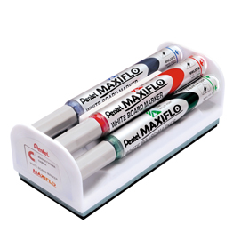 SET 4 MARCATORI MAXIFLO CON CANCELLINO - PUNTA CONICA 4MM - COLORI : NERO,BLU,ROSSO,VERDE - PENTEL 86849