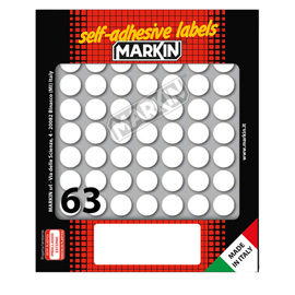 Etichetta adesiva bianca tonda Ø14mm (10fogli x 63etichette) Markin 36372