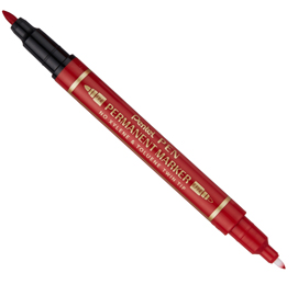 MARCATORE PERMANENTE TWIN TIP - DOPPIA PUNTA FINE-EXTRA FINE - ROSSO - PENTEL 85827