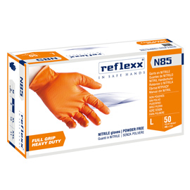 GUANTI IN NITRILE N85 - ULTRA RESISTENTI - TG L - ARANCIONE - REFLEXX - CONF. 50 PEZZI 96894
