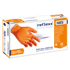 GUANTI IN NITRILE N85 - ULTRA RESISTENTI - TG M - ARANCIONE - REFLEXX - CONF. 50 PEZZI 96893
