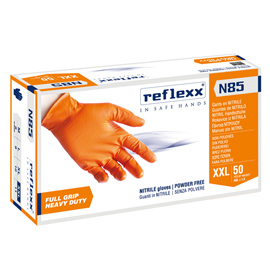 GUANTI IN NITRILE N85 - ULTRA RESISTENTI - TG XXL - ARANCIONE - REFLEXX - CONF. 50 PEZZI 96896