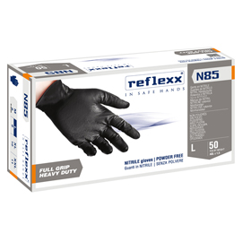 GUANTI IN NITRILE N85 - ULTRA RESISTENTI - TG L - NERO - REFLEXX - CONF. 50 PEZZI 96898