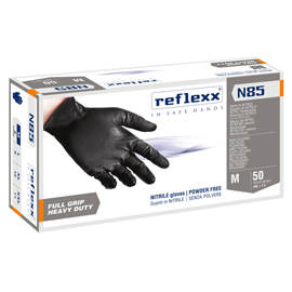 GUANTI IN NITRILE N85 - ULTRA RESISTENTI - TG M - NERO - REFLEXX - CONF. 50 PEZZI 96897
