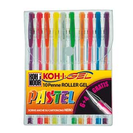 ROLLER GEL COLORATI - COLORI PASTEL - KOH I NOOR - ASTUCCIO 10 ROLLER 45942
