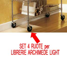 SET ARCHIMEDE LIGHT - 4 RUOTE PER LIBRERIE - METALLO E PLASTICA - CROMATO - SERENA GROUP 71228