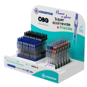 PENNA SFERA GEL OBG - A SCATTO - MISURE E COLORI ASSORTITI - OSAMA - EXPO 126 PEZZI 90611