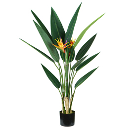 PIANTA ORNAMENTALE STERLIZIA - ARTIFICIALE - POLIETILENE - 12 FOGLIE E 2 FIORI - 120 CM - KING COLLECTION 93983