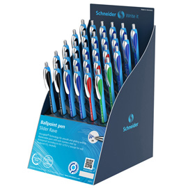 PENNE A SFERA SLIDER RAVE - BLU/NERO/ROSSO ASSORTITI - SCHNEIDER - EXPO 30 PEZZI 90619
