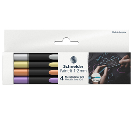 PENNARELLO METALLIC LINER 020 - PUNTA 1-2 MM - COLORI ASSORTITI - SCHNEIDER - CONF. 4 PEZZI 93982