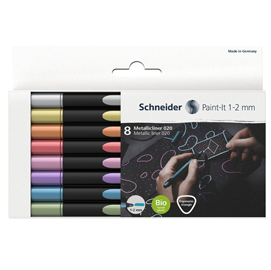 PENNARELLO METALLIC LINER 020 - PUNTA 1-2 MM - COLORI ASSORTITI - SCHNEIDER - CONF. 8 PEZZI 93981