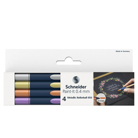 ASTUCCIO 4 METALLIC ROLLER 050 PUNTA 0.4MM COLORI ASSORTITI SCHNEIDER 100258
