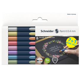 ASTUCCIO 8 METALLIC ROLLER 050 PUNTA 0.4MM COLORI ASSORTITI SCHNEIDER 100259