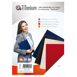 COPERTINE RILEGATURA - A4 - 230 GR - CARTONCINO GOFFRATO - BLU - TITANIUM - SCATOLA 100 PEZZI 68471