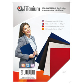 COPERTINE RILEGATURA - A4 - 250 GR - CARTONCINO GOFFRATO - ROSSO - TITANIUM - SCATOLA 100 PEZZI 68472