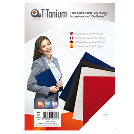 COPERTINE RILEGATURA - A4 - 250 GR - CARTONCINO GOFFRATO - NERO - TITANIUM - SCATOLA 100 PEZZI 68473