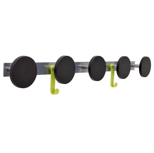 APPENDIABITI DA MURO - 5 POSTI - 77X9 CM - NERO-ACCIAIO - ALBA 89989