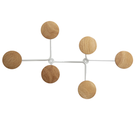 APPENDIABITI DA MURO A 6 POSTI - 12X28X7 CM - METALLO-LEGNO - BIANCO - ALBA 86617