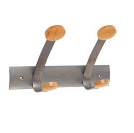 APPENDIABITI DA MURO - 30X11,2X17,5 CM - 2 POSTI - METALLO-LEGNO - GRIGIO METALLO E LEGNO CHIARO - ALBA 71272