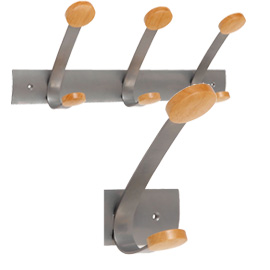 APPENDIABITI DA MURO - 45X11,2X17,5 CM - 3 POSTI - METALLO-LEGNO - GRIGIO METALLO E LEGNO CHIARO - ALBA 71273