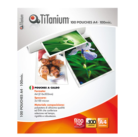 POUCHES - A4 - 216X303 MM - 2X100 MICRON - TITANIUM - CONF. 100 PEZZI 68535