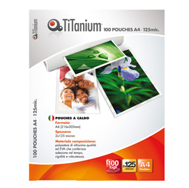 POUCHES - A4 - 216X330 MM - 2X125 MICRON - TITANIUM - CONF. 100 PEZZI 68685