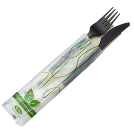 BIS COLTELLO E FORCHETTA - CPLA - CON TOVAGLIOLO - BIANCO - LEONE - CONF. 250 PEZZI 101411