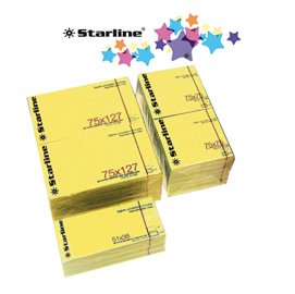 BLOCCHETTO BIGLIETTI ADESIVI - GIALLO - 50 X 40MM - 70GR - 100 FOGLI - STARLINE STL2527