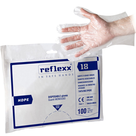 GUANTI HDPE R18 - TAGLIA UNICA - TRASPARENTE - REFLEXX - CONF. 100 PEZZI 99345