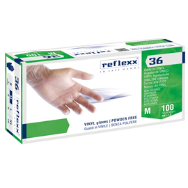 GUANTI IN VINILE R36 - S/POLVERE - TG M - BIANCO - REFLEXX - CONF. 100 PEZZI 96929