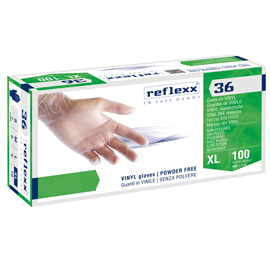 GUANTI IN VINILE R36 - S/POLVERE - TG XL - BIANCO - REFLEXX - CONF. 100 PEZZI 96931